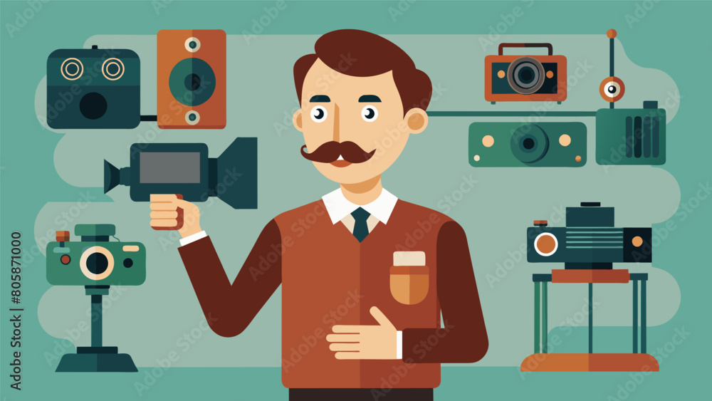 Poster the instructor passionately shares the history and development of various vintage camera models poin
