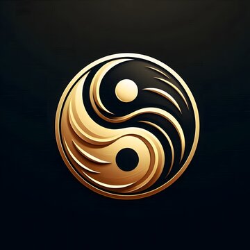recommend clip art: AI Generate of Luxury Yin Yang Logo Concept Stock Vector with Dark Black Background