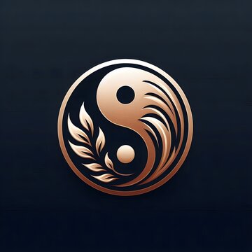 recommend clip art: AI Generate of Luxury Yin Yang Logo Concept Stock Vector with Dark Black Background