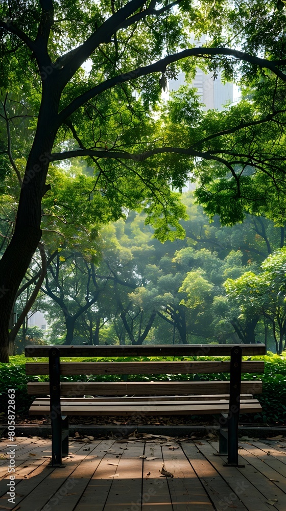 Canvas Prints Public Talk on Urban Tree Canopies in Serene City Park Landscape