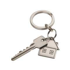 House shaped keychain with keys isolated on white background