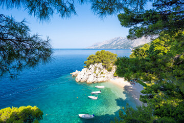 paradise beach in Brela on Makarska riviera in Dalmatia in Croatia