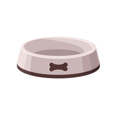 Isolated illustration with dog bowl with bone icon on white background, dog plate. Care and care for the pet. 