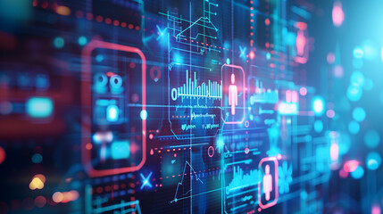 Fototapeta premium interconnected databases securely storing patients' medical histories and health information for efficient healthcare delivery.