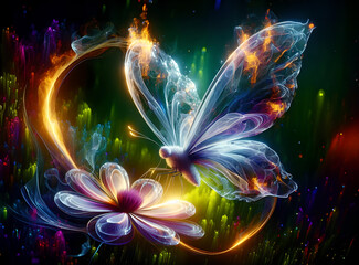 Beautiful butterfly sits on a blossomoing flower