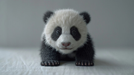 cartoon cute baby panda on white background 
