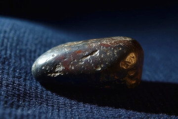 Naklejka premium Oregonite fossil mineral stone. Geological crystalline fossil. Dark background close-up.