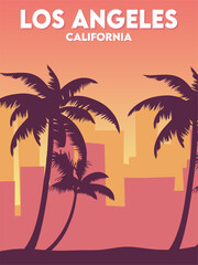 los angeles california on yellow sky background