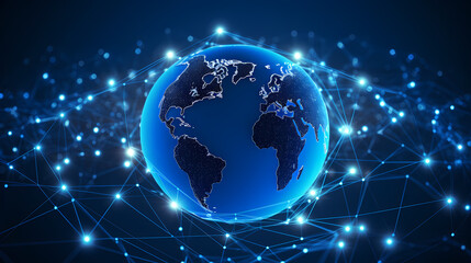 Fototapeta premium Abstract digital earth with global network and connectivity