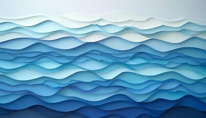 A subtle gradient of paper cuts in shades of blue, resembling a serene ocean with layered waves