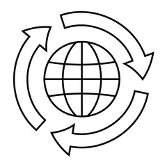 Recycle vector icon, black flat simple for web or app design, world recycling, global recycling