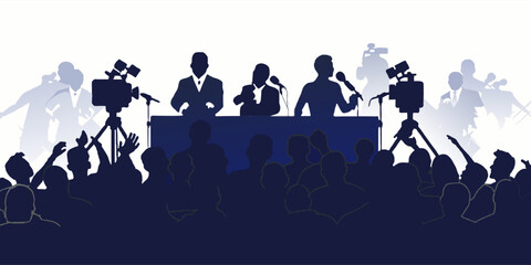 Vector illustration of a press conference.