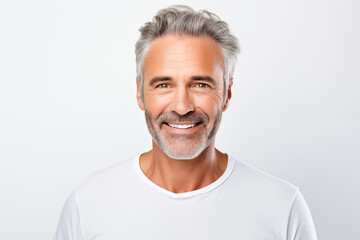Obraz premium Middle aged man over isolated white background