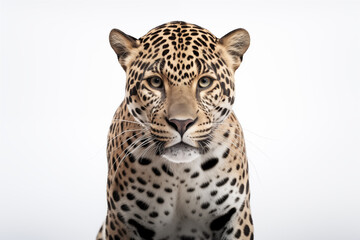 Jaguar over isolated white background. Animal
