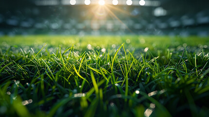 A single blade of grass illuminated by a stadium spotlight, symbolizing the resilience and spirit...