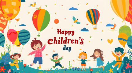 Happy children's day ,world children's day ,cartoon illustration,children's day concept background,Generative Ai