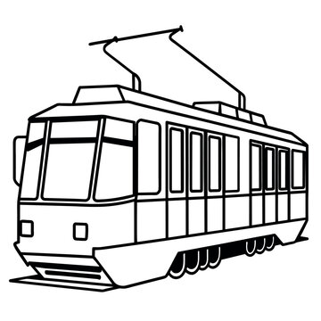 recommend clip art: Tram outline coloring book page line art illustration digital drawing
