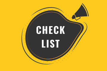 Check List Button. Speech Bubble, Banner Label CheckList