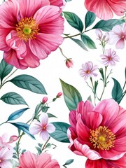 Obraz premium Seamless pattern with watercolor flowers. Hand-drawn illustration.