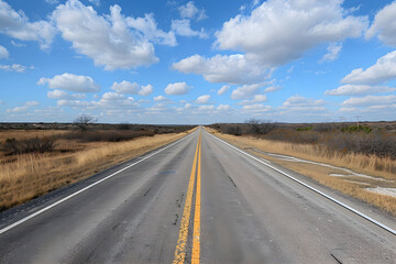 Fototapeta na wymiar Lone Star State Exploration - A Clear Day on a Texas Highway