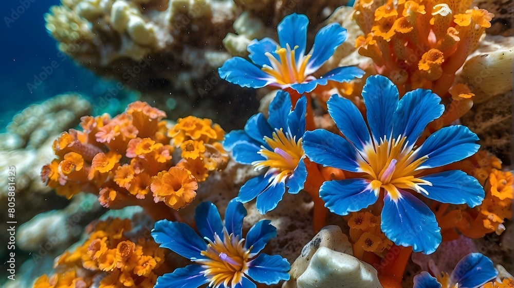 Wall mural coral reef in aquarium