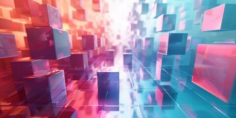 Colorful Abstract Background With Cubes and Lines