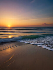 Fototapeta premium Sunset Sea Beach Landscape Art