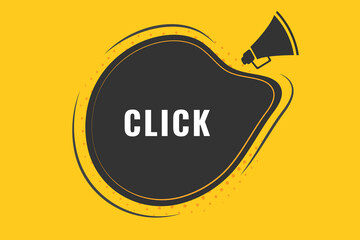 Click Button. Speech Bubble, Banner Label Click
