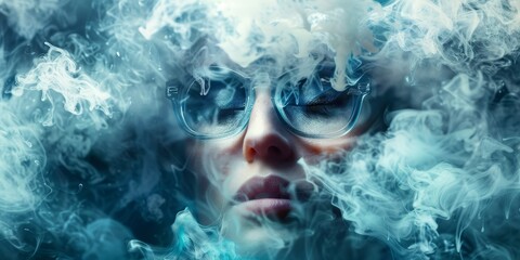 Woman With Smoke in Her Hair and Goggles