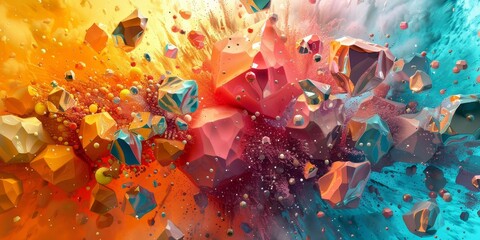Vibrant Abstract Painting With Colorful Shapes