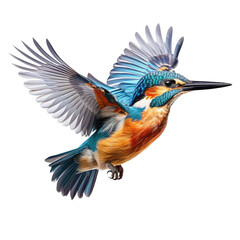 Fototapeta premium cute kingfisher looking isolated on white.