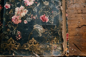 vintage book cover with intricate floral motifs
