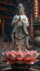 Fototapeta premium Vertical recreation of a sculpture of Buddha standing