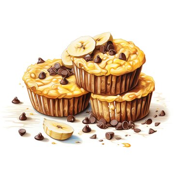 banana muffins with chocolate chips clip art preview