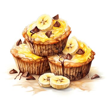 banana muffins with chocolate chips clip art preview