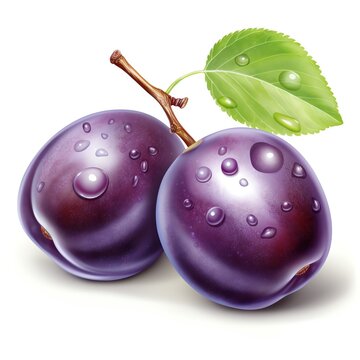 purple plums with water drops on white clip art preview
