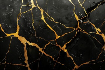 A black and gold marble background with gold streaks
