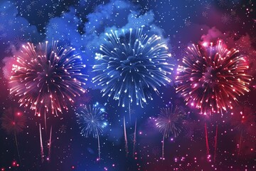 Spectacular display of fireworks that form the Juneteenth flag in the night sky, celebration of freedom.