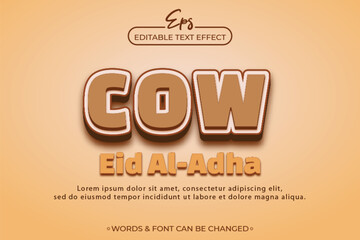 Cow eid al adha editable text effect template