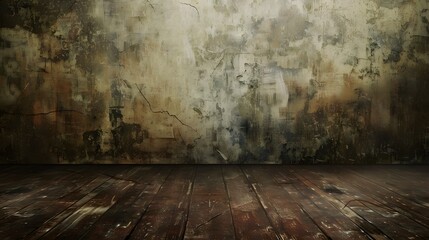Weathered Textured Wall with Wooden Flooring