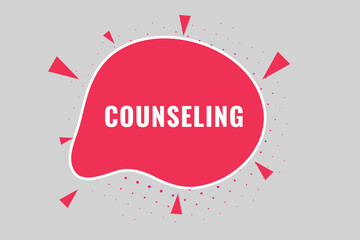 Counseling Button. Speech Bubble, Banner Label Counseling
