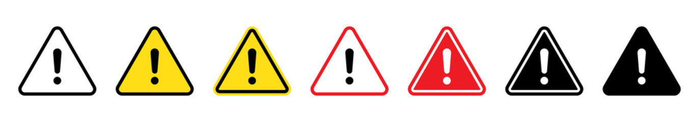 Caution triangular signs. Danger, warning sign, attention sign. Danger icon, warning icon, attention icon.
