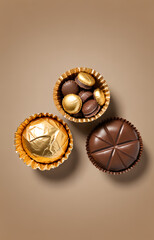chocolate candies on a white background