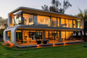 Modern energy-efficient house design with self-sufficient features and sustainable architecture