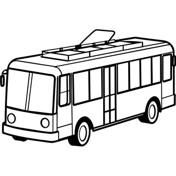 recommend clip art: Trolleybus outline coloring book page line art illustration digital drawing