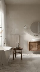 Interior design of a luxurious, modern and spacious bathroom
