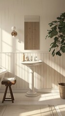 Interior design of a luxurious, modern and spacious bathroom