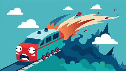 Obraz premium The Anxiety Engine seemed to have a mind of its own occasionally veering off track or lurching unexpectedly causing even more panic a its passengers..