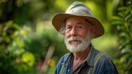 Fototapeta premium portrait of a senior man in his garden