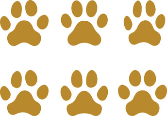 Pixel perfect icon set about paw and foot print of dogs and cats. Isolated on white or transparent background, brown vector illustrations	